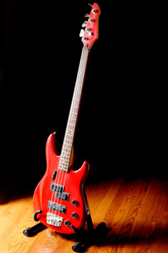 red bass guitar